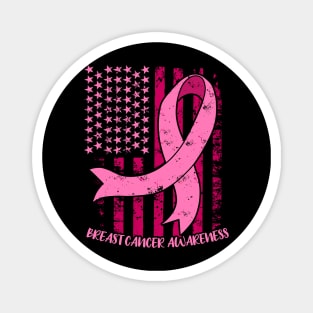 Breast Cancer Awareness American Flag Gift Design Magnet